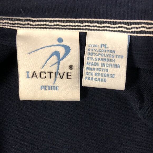 IActive PL Navy White Tripe Detail Snap Closure Mock Neck Athletic Jacket - Picture 10 of 14